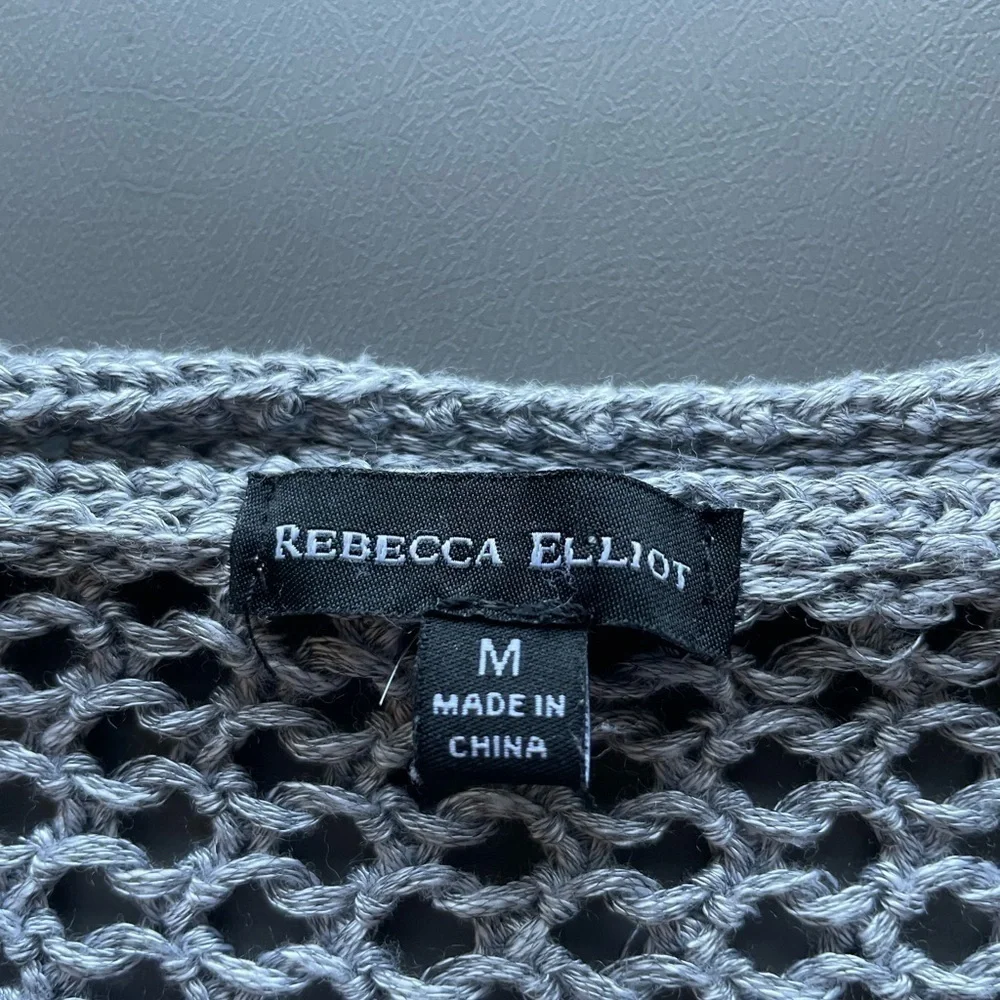 Rebecca Elliot Sweater  Crewneck – Bell Sleeves – Crisscross Lace-Up – Crocheted